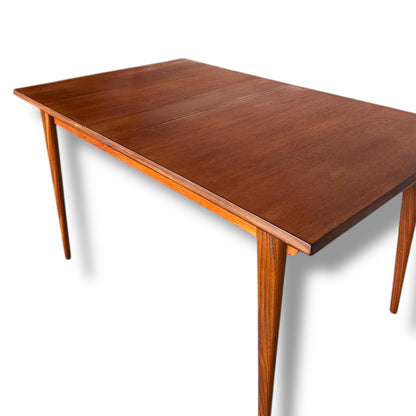 Mid Century Modern White and Newton Teak Extending Dining Table