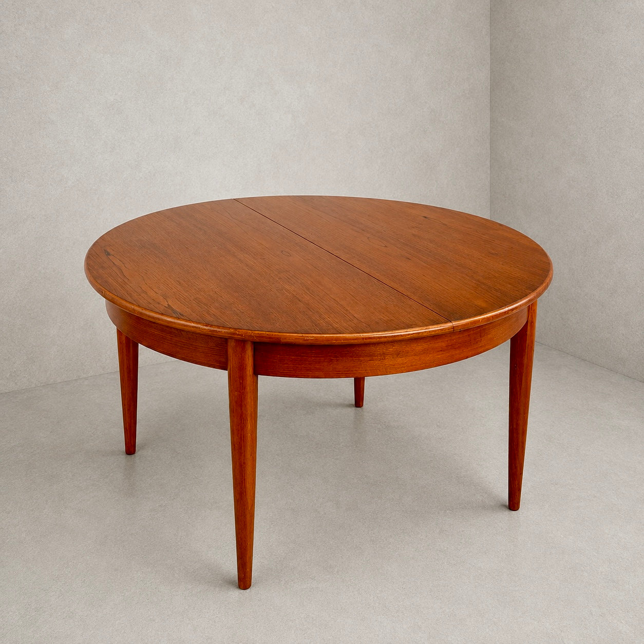 Mid Century Danish Teak Round Extending Dining Table