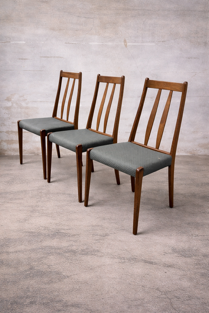 Set of 3 Danish Teak Dining Chairs by Drylund | Mid Century — view 2