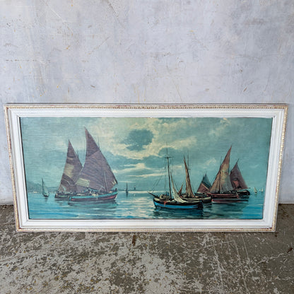 Mid-Century Framed Coastal Sailing Boat Print