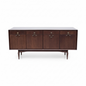 Mid-Century Sideboard - Wooden Vintage Storage With Brass Handles & Tapered Legs