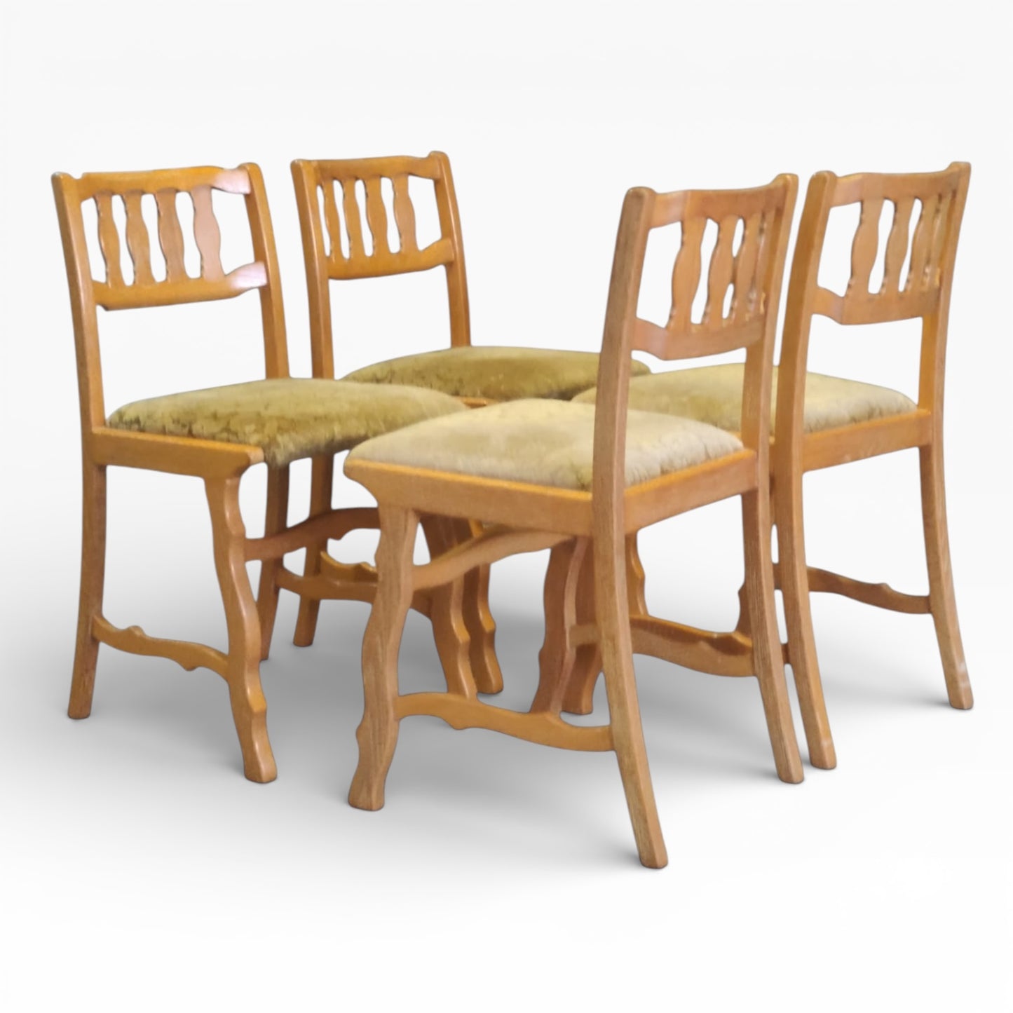Vintage Oak Dining Chairs – Set of Four Mid Century Danish Oak Chairs