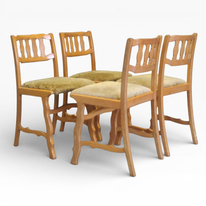 Vintage Oak Dining Chairs – Set of Four Mid Century Danish Oak Chairs