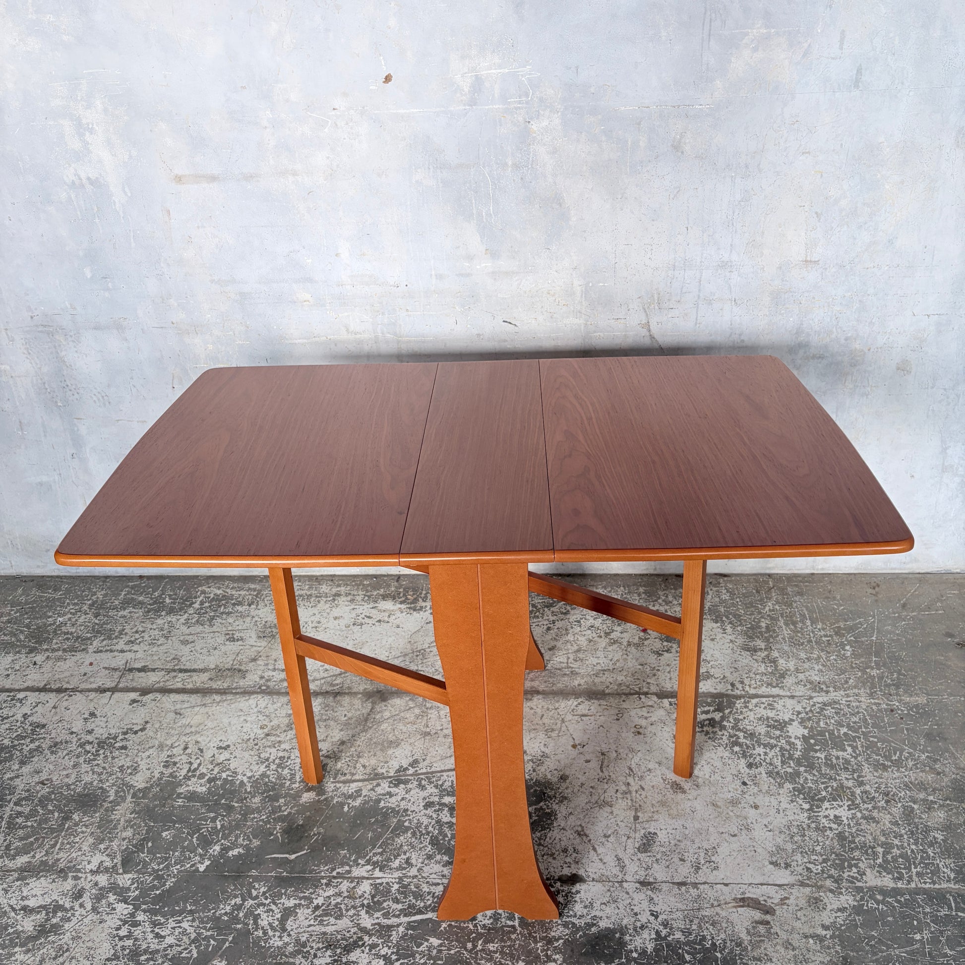 Mid Century Compact Teak Drop Leaf Dining Table Space Saving Fold Away Dining Table