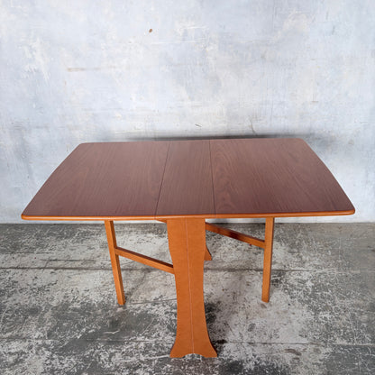 Mid Century Compact Teak Drop Leaf Dining Table Space Saving Fold Away Dining Table