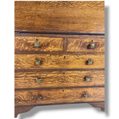 Arts & Crafts Bureau Desk – Quartersawn Oak Fall-Front Writing Surface With Drawers — view 8