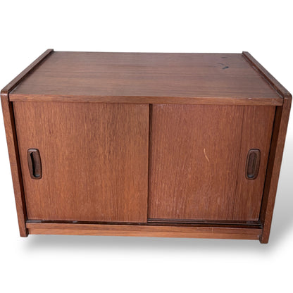 Mid-Century Teak Record Cabinet on Castors