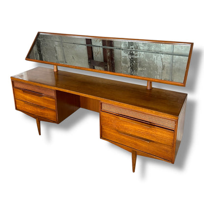 White & Newton Mid-Century Dressing Table with Mirror | Vintage Teak Vanity