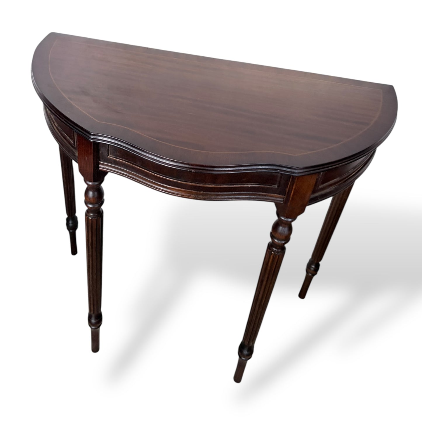 Vintage Mahogany Demi-Lune Hallway Table with Drawer