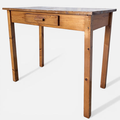 Vintage Compact Pine Writing Desk with Drawer