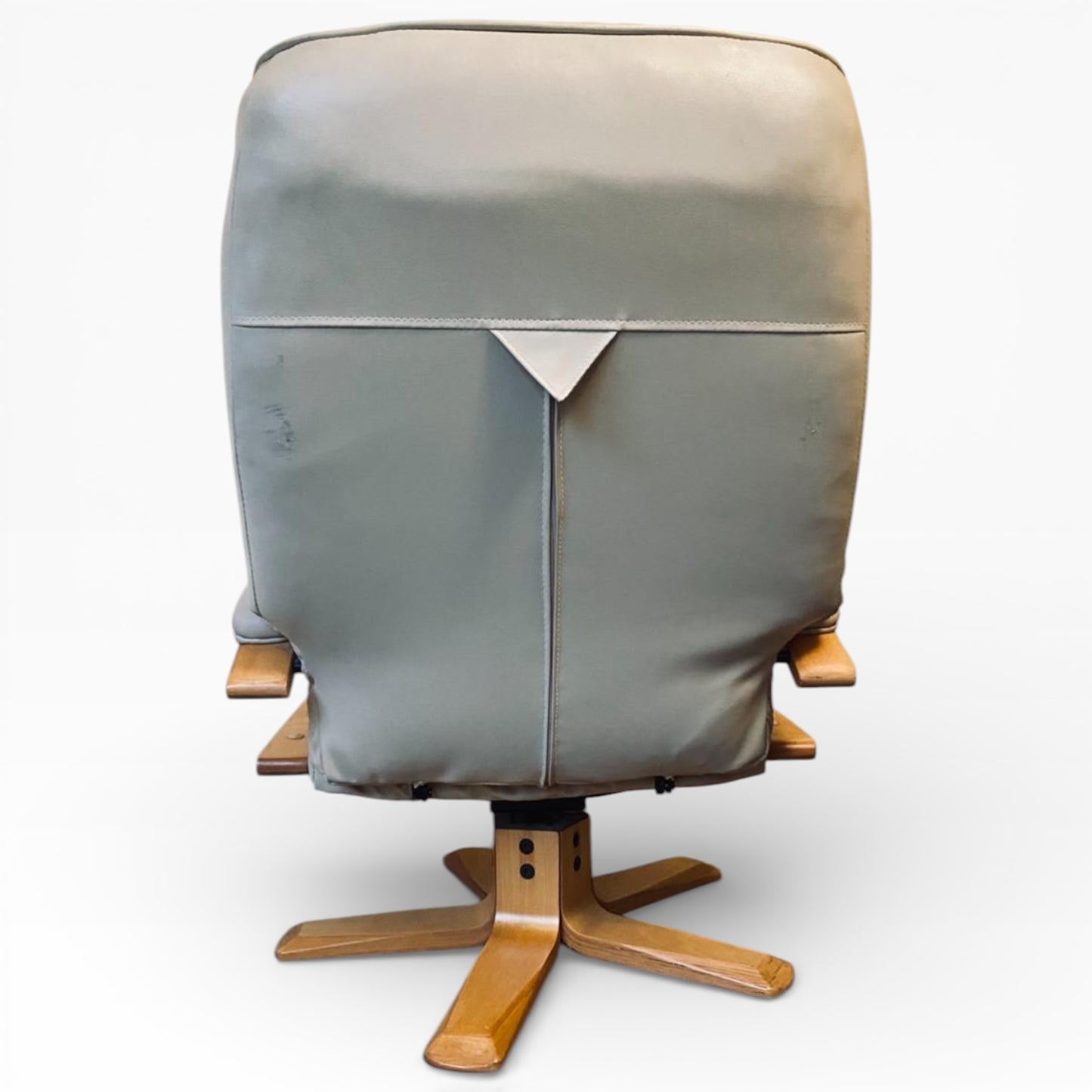 Scandinavian Swivel Lounge Chair – Mid-Century Armchair with Leather Footstool