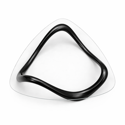 Rounded Triangular Glass Coffee Table with Pop Art Base