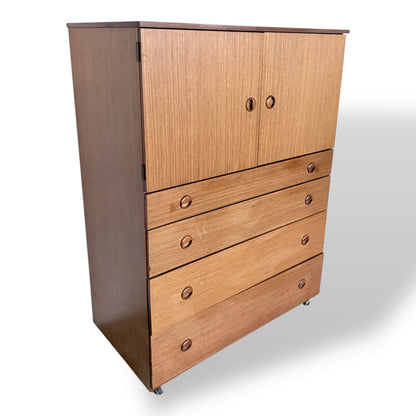 Schreiber Teak Tallboy Cabinet with Drawers – Mid Century
