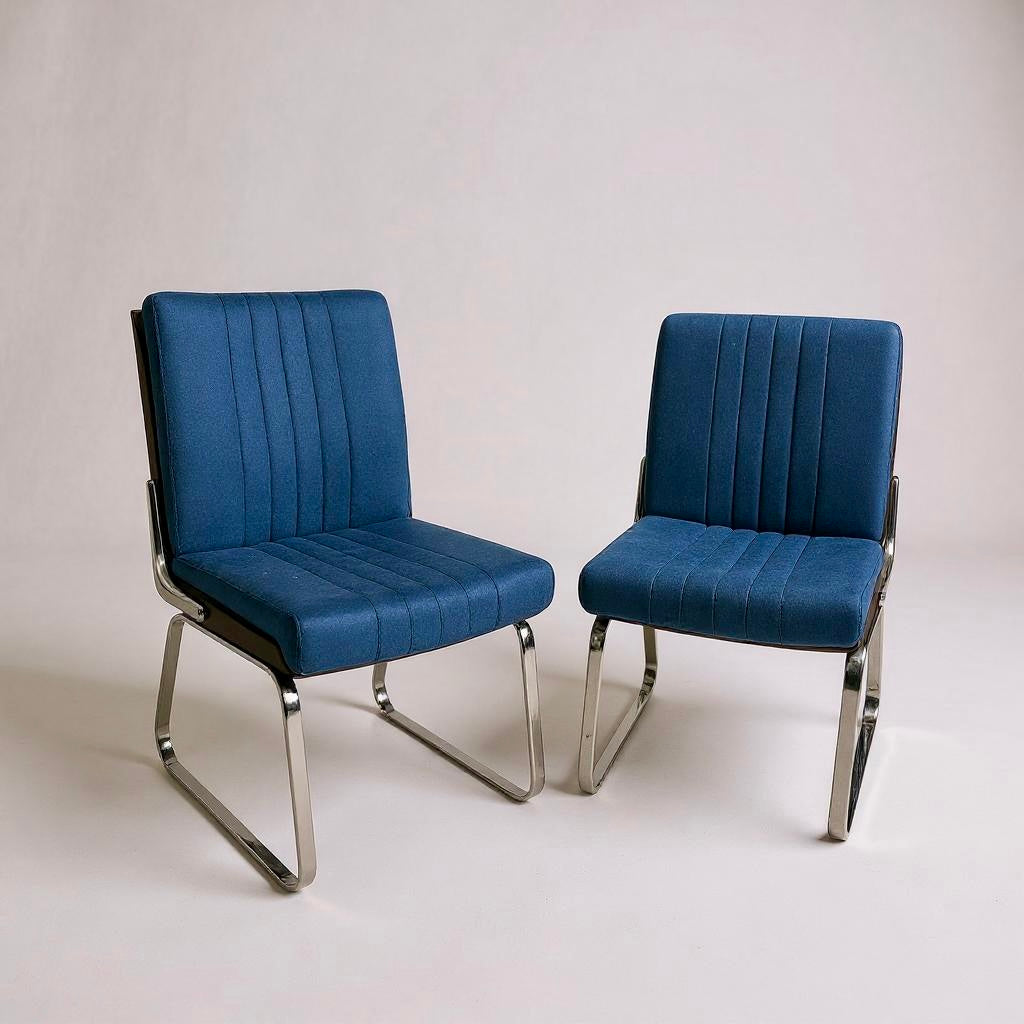 Pair of Mid-Century Chrome & Rosewood Dining Chairs by Gordon Russell for Verco