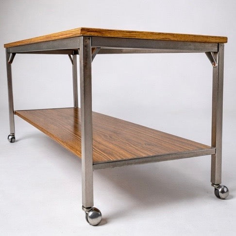 Mid Century Drinks Trolley – Walnut & Chrome Bar Cart | Stylish Portable Bar