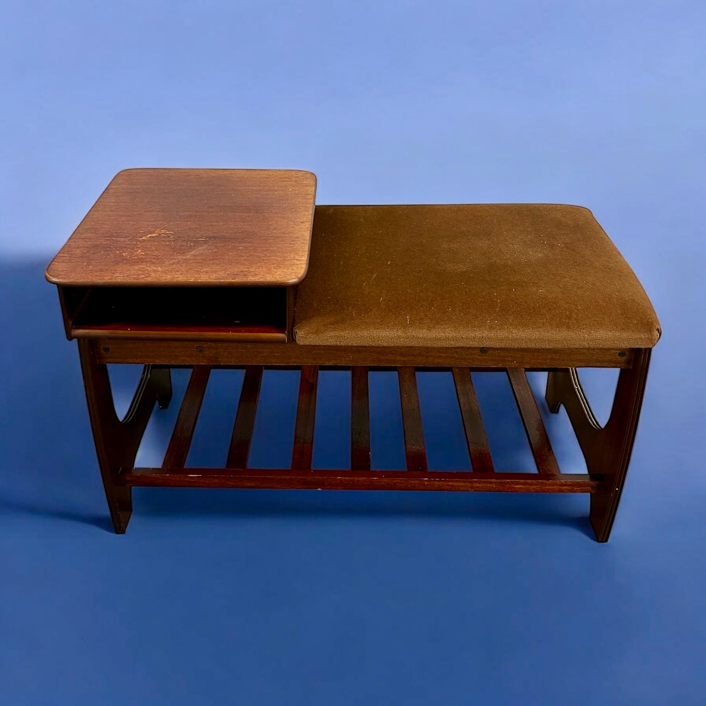 Mid Century Dark Wood Telephone Seat Table