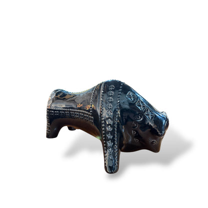 Bitossi Black Ceramic Bull Sculpture – Mid-Century Italian Design — view 6