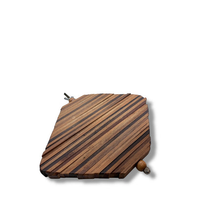 Teak & Oak Helix Sculpture – Handcrafted Wooden Art Piece