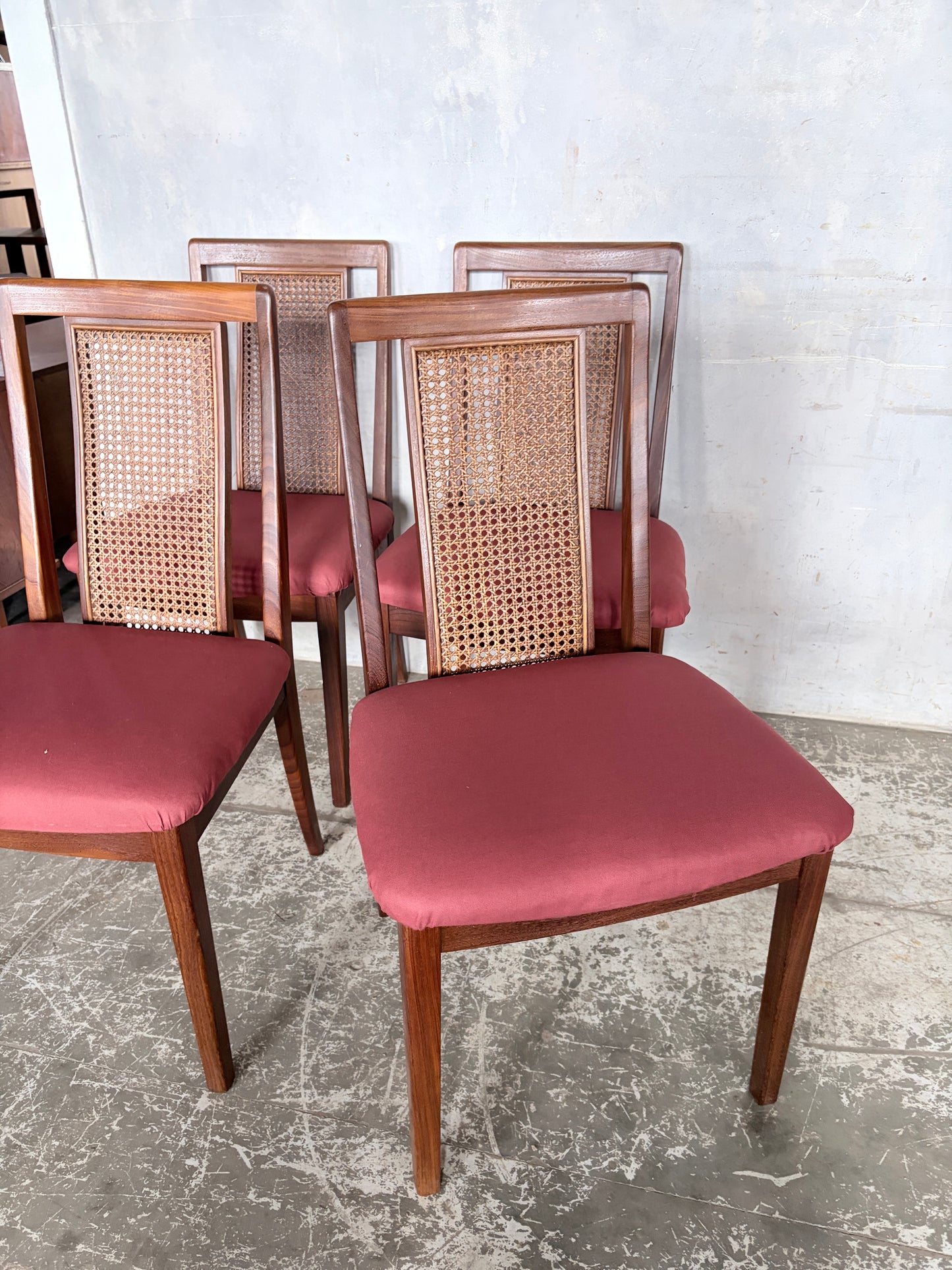 G Plan Fresco Teak Dining Table & Four Afromosia Cane Dining Chairs