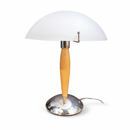 Vintage IKEA Teak, Chrome & Frosted Glass Table Lamp – Mid Century — view 2