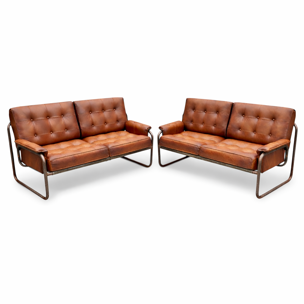 Vintage IKEA “Borkum” Leather Sofa – Pair By Johan Häggström, Sweden, 1970s