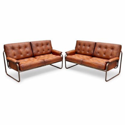 Vintage IKEA “Borkum” Leather Sofa – Pair By Johan Häggström, Sweden, 1970s