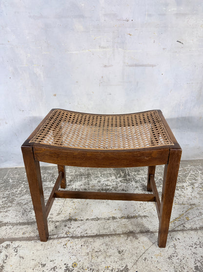 Antique Oak & Rattan Handmade Stool (Yorkshire)