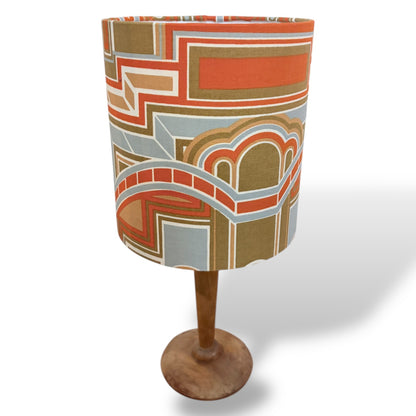Mid-Century Wooden Table Lamp with Handmade Geometric Shade by Lightfandango