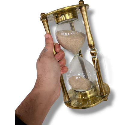 Vintage Brass Hourglass – Solid Father Time Timer with Zodiac & Roman Numerals