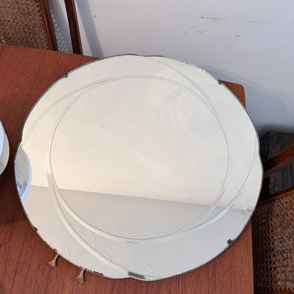 Art Deco Revival Hollywood Regency Layered Circular Wall Mirror | Bevelled