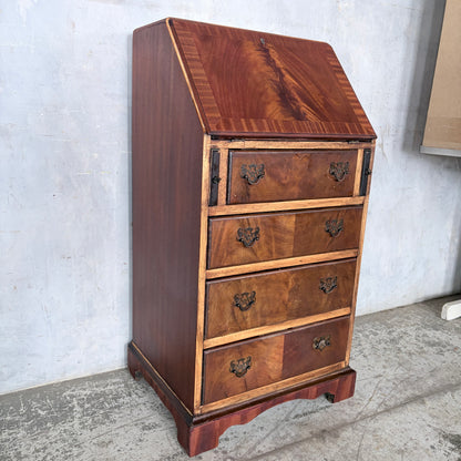 Antique Mahogany & Oak Fall-Front Writing Bureau | Compact Bureau Desk with Drawers