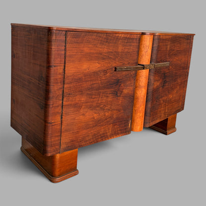 Art Deco Walnut Sideboard by Talent | Bakelite Handles | 1930s Vintage Cabinet