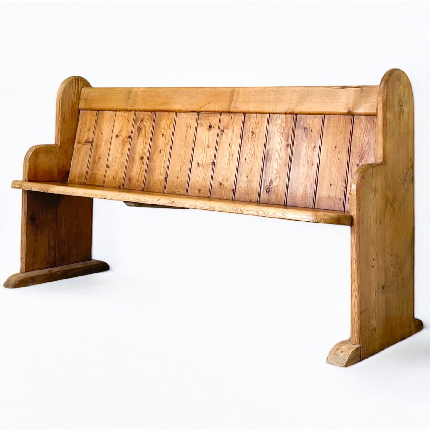 Victorian Pine Church Pew Bench Antique Hall Seat with Arched Detail Farmhouse Entryway Furniture