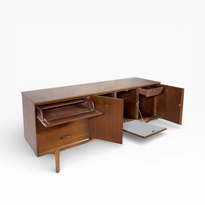 Lebus Mid-Century Walnut Sideboard with Cocktail Cabinet & Storage