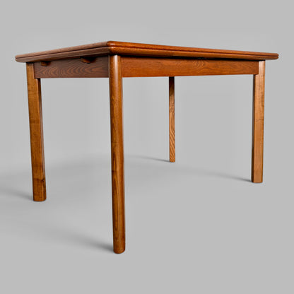Mid Century Teak, Walnut & Oak Draw Leaf Extending Dining Table