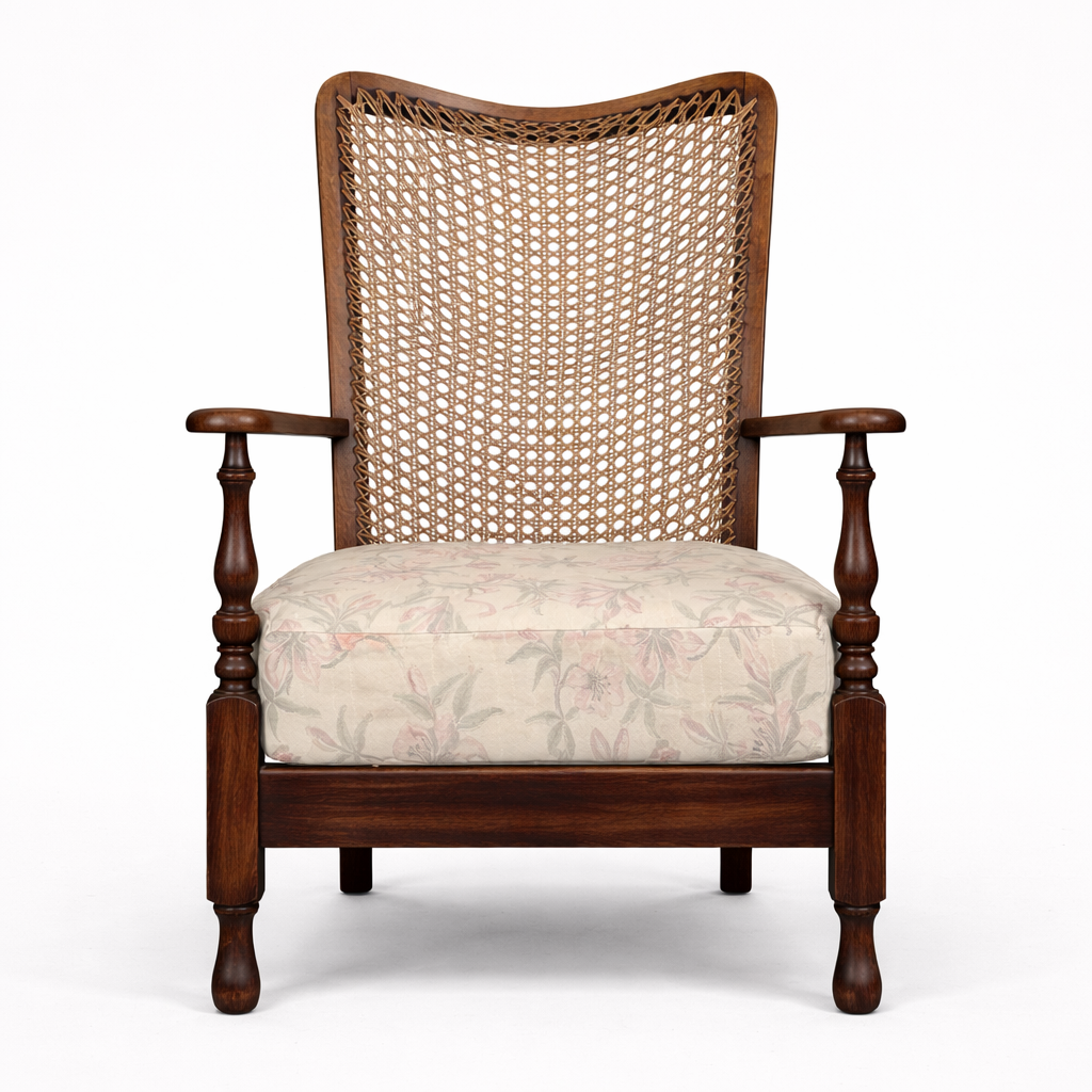 Antique Vintage Colonial Style Wicker Armchair