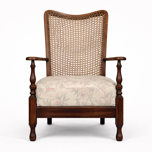 Antique Vintage Colonial Style Wicker Armchair