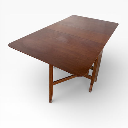 Mid Century Dining Table - Vintage Walnut Drop Leaf Extendable Dining Surface