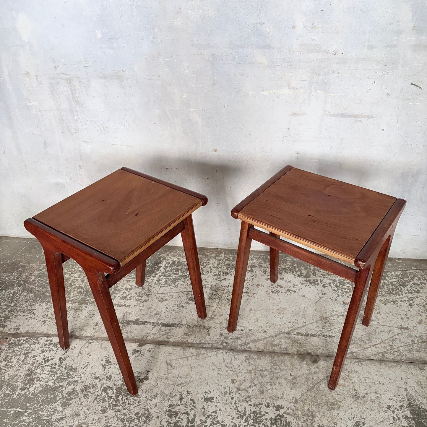Mid Century Teak & Plywood Bedside Tables