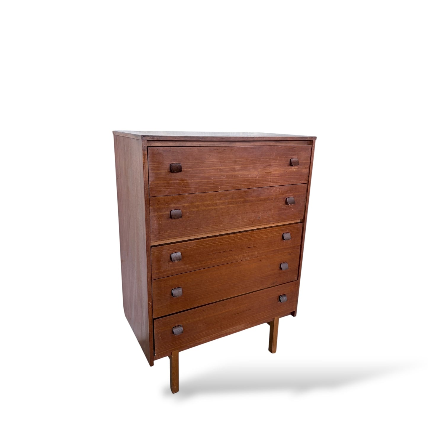 Mid-Century Teak Tallboy Chest of Drawers – Five Drawer Danish Style