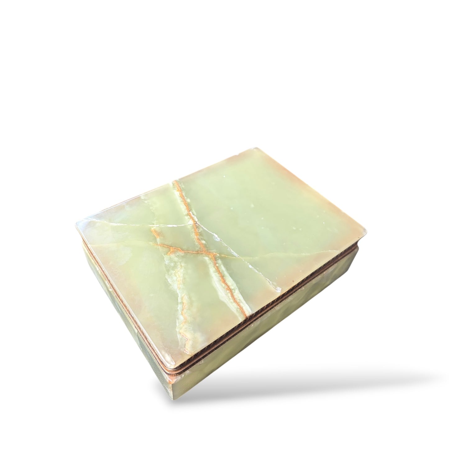 Italian Onyx Jewellery Box – Polished Green Marble Mid Century Jewelry Storage