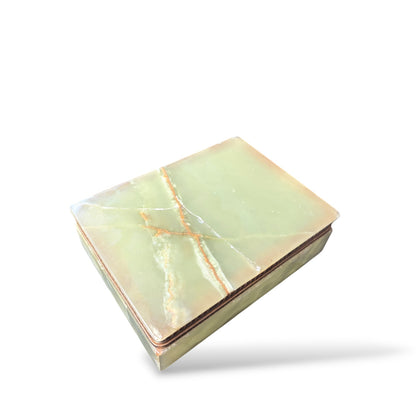 Italian Onyx Jewellery Box – Polished Green Marble Mid Century Jewelry Storage