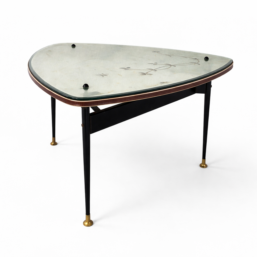 Space Age Mirrored Coffee Table with Ebonised Legs, c.1970s