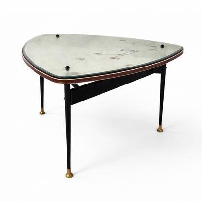 Space Age Mirrored Coffee Table with Ebonised Legs, c.1970s