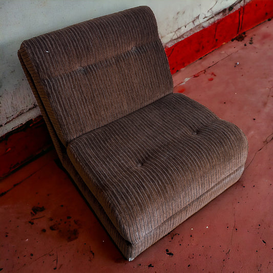 Mid Century Chocolate Brown Corduroy Modular Armchair