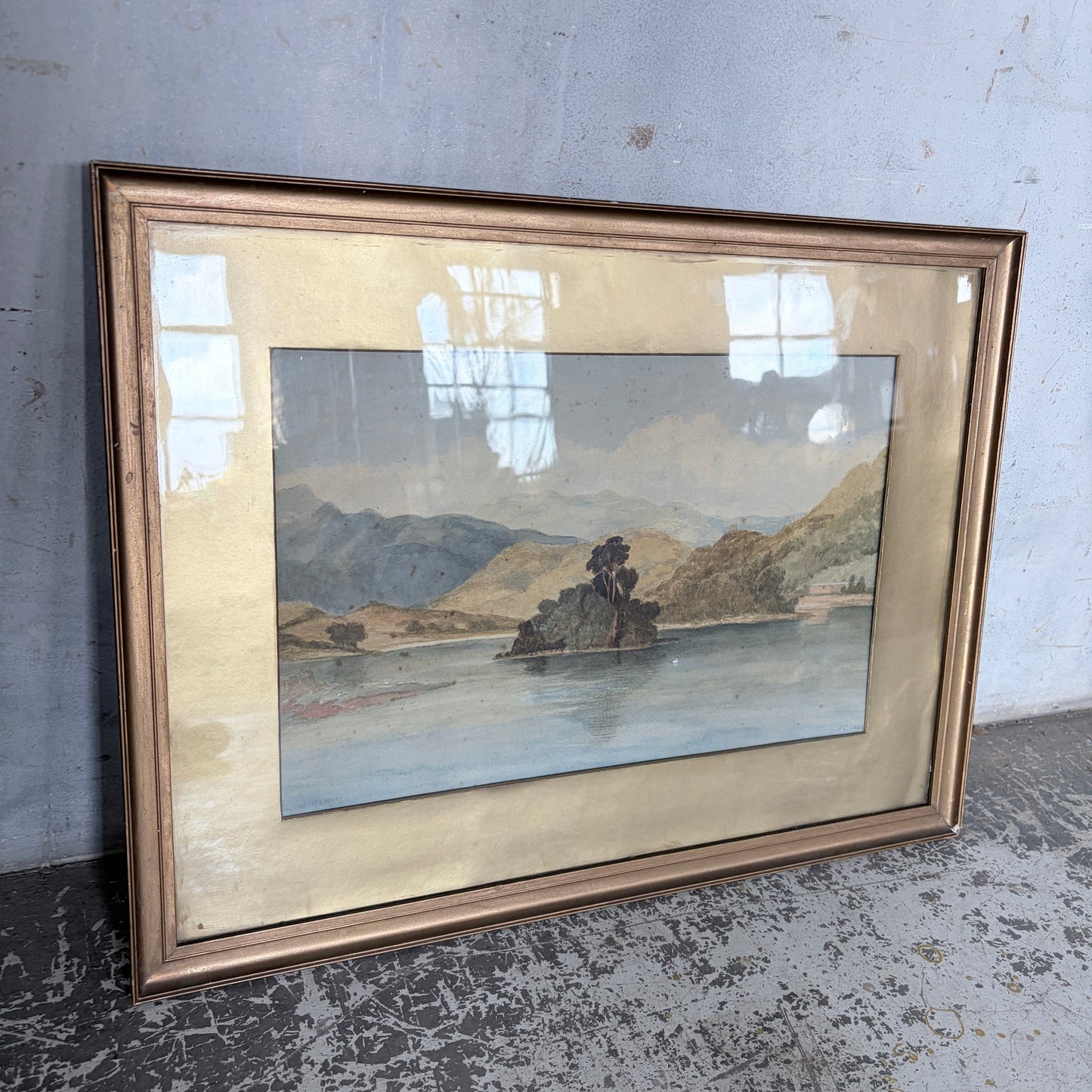 Antique 1868 Original Signed Landscape Oil Painting in Gilt Frame