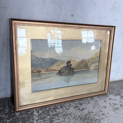 Antique 1868 Original Signed Landscape Oil Painting in Gilt Frame