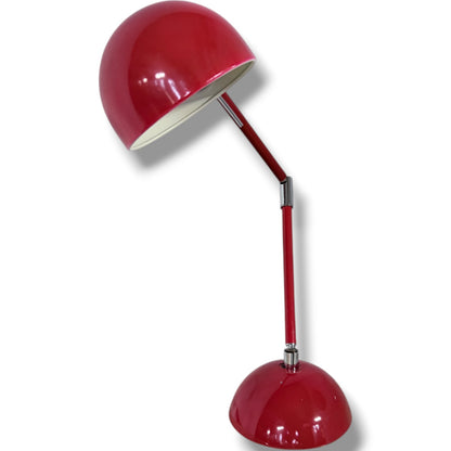 Vintage Desk Lamp - Adjustable Red Mid Century Modern Task Light with Chrome Joints