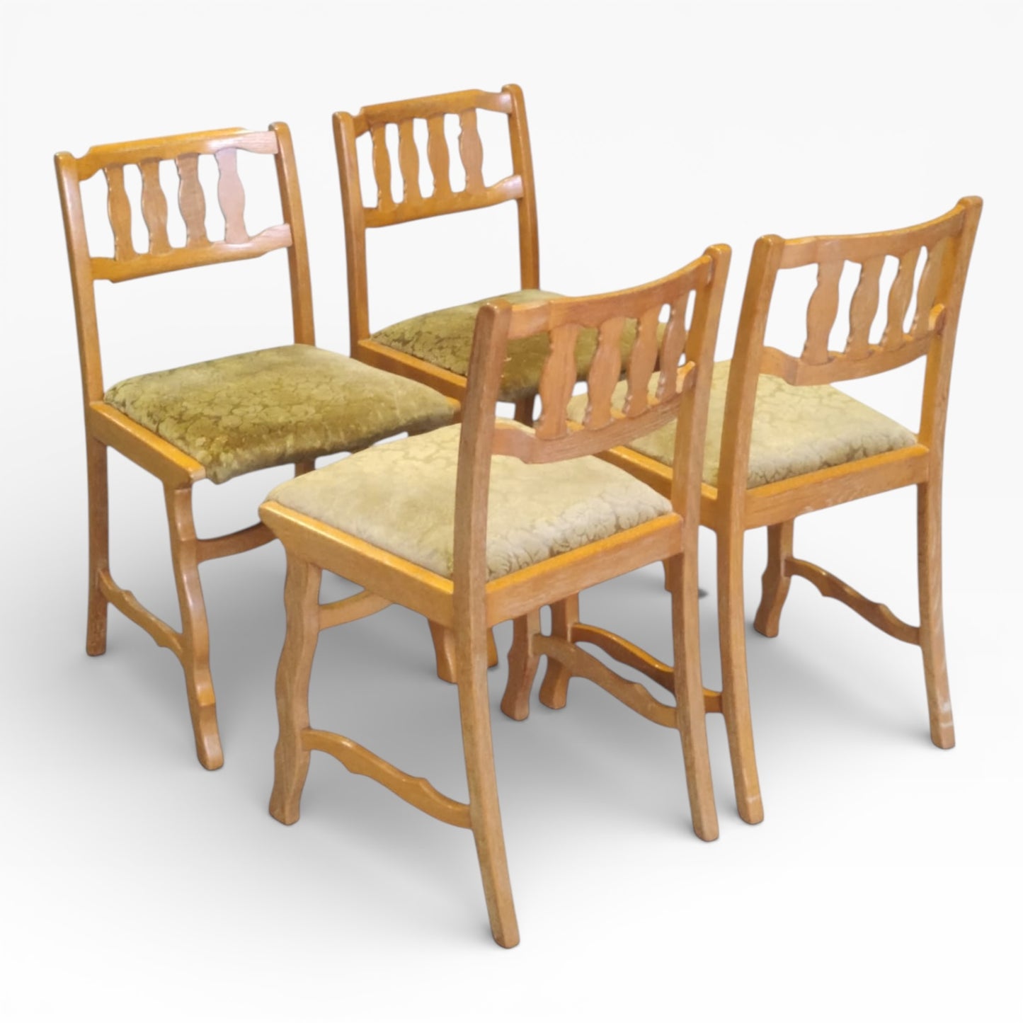 Vintage Oak Dining Chairs – Set of Four Mid Century Danish Oak Chairs
