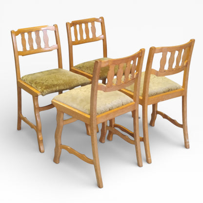 Vintage Oak Dining Chairs – Set of Four Mid Century Danish Oak Chairs